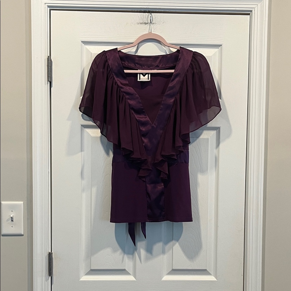 Marc Bouwer Women’s Purple Flutter Sleeve Blouse Romantic Feminine
